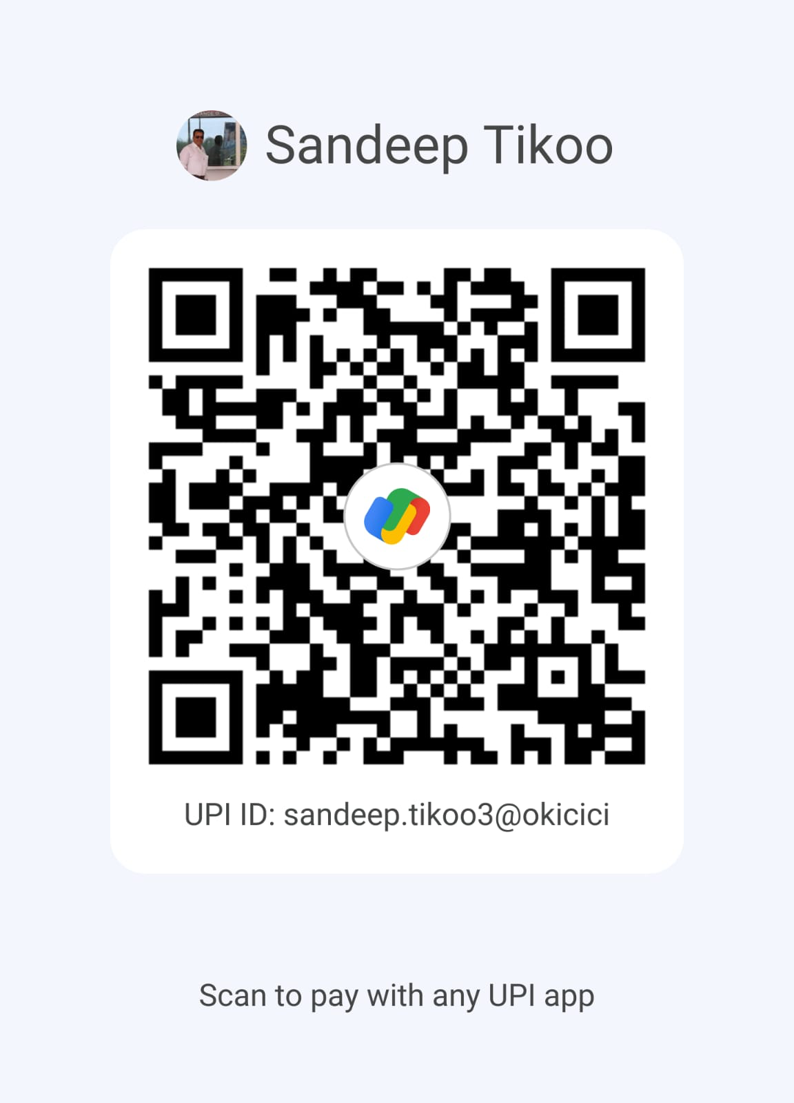 Sandeep Tikoo UPI QR Code